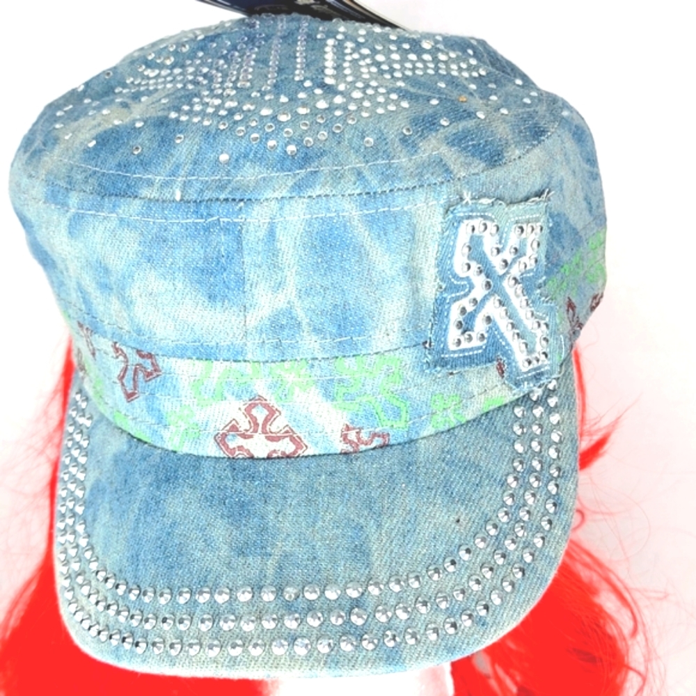 ``H25704 NWT Professional Style Cadet Cross Caps Splash Denim